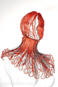 RED.HARLEQUIN 1200€ mask and collar wire/ribbon, back opening, with pantalons